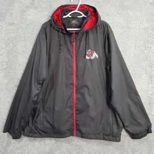 Vantage Fresno State Bulldogs Jacket Men XL Gray Red Full Zip Hooded Windbreaker